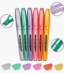 CANETA MARCA TEXTO METALICO/GLITTER 6 CORES - MASTERPRINT