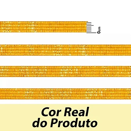 ELÁSTICO CHATO CROCHET 7MM AMARELO OURO/ OURO COM BRILHO