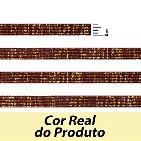 ELÁSTICO CHATO CROCHET 7MM MARROM/ OURO COM BRILHO