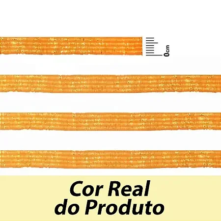 ELÁSTICO CHATO CROCHET 7MM LARANJA CITRICO/ OURO COM BRILHO