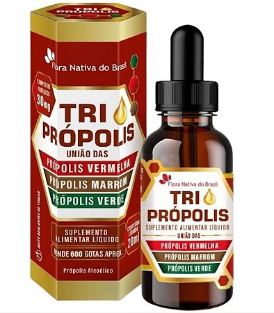 Tri Própolis Em Gotas ( Própolis Vermelha, Verde e Marrom) 30ml - Flora Nativa