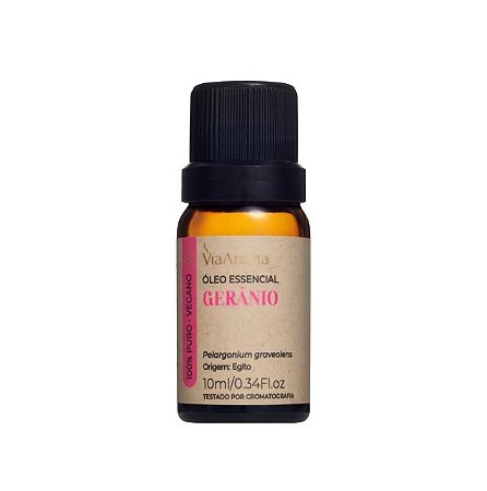 Óleo Essencial Gerânio Via Aroma - 10ml - ( Com Laudo Cromatográfico )