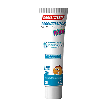 Gel Dental Dentalclean Regenerador Sensitive Kids com Flúor Sabor Tutti-Frutti 50g
