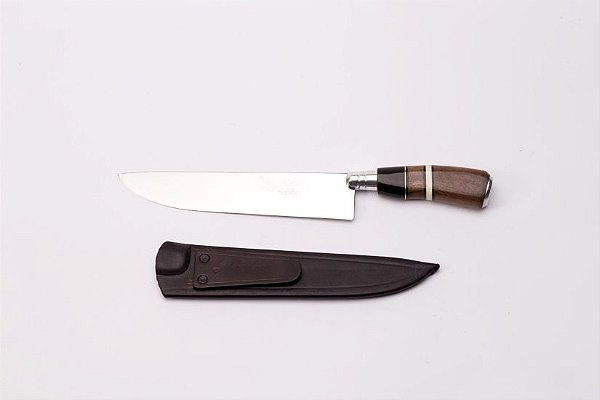 FACA INOX COM BAINHA DE COURO