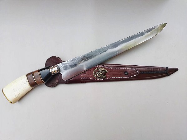 FACA TATÚ 10" CARBONO MODELO PONTUDA C/ BAINHA ESPECIAL