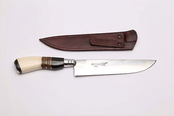 FACA INOX 08" GAÚCHA / BAINHA DE COURO