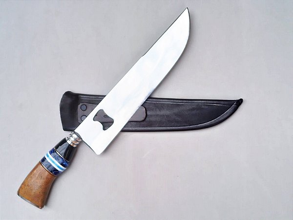 FACA INOX 10" MARCA CASCAVEL / BAINHA EM COURO