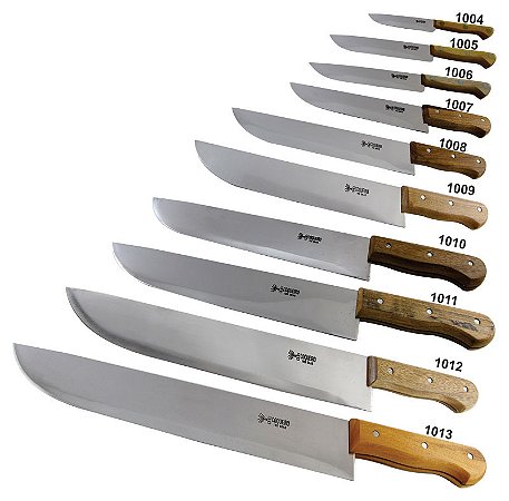 KIT COQUEIRO COM 10 FACAS CARBONO DE 04 Á 13 POLEGADAS