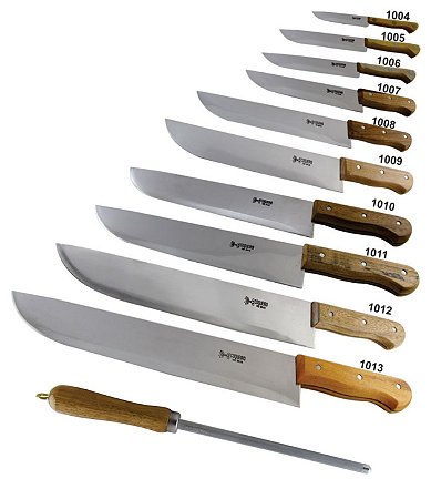 KIT COQUEIRO COM 10 FACAS CARBONO DE 04 Á 13 POLEGADAS + CHAIRE