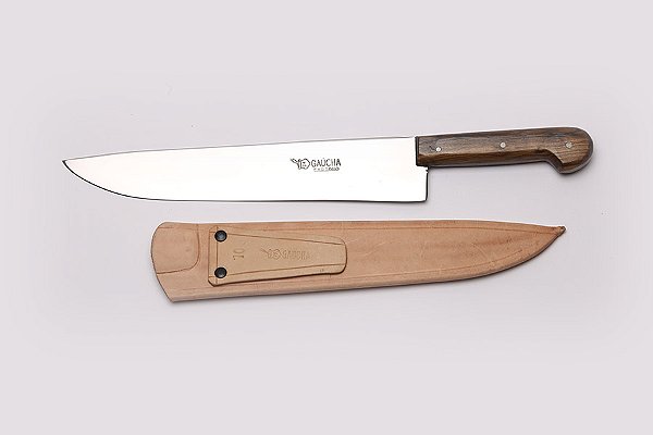 FACA CARBONO 13" GAÚCHA CABO MADEIRA COM BAINHA