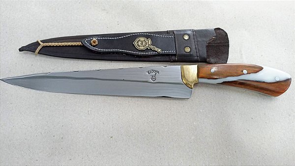 FACA GAÚCHA 10" INOX / CABO HÍBRIDO / BAINHA DE COURO
