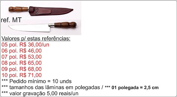 FACA INOX CABO MADEIRA TORNEADA C/ BAINHA DE COURO