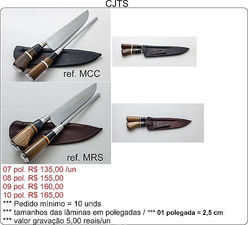 KIT DUPLO (FACA E CHAIRE) P/ BRINDE / DE 07 À 10 POLEGADAS