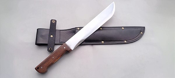 FACÃO MILITAR 11,5" / INOX / CASCAVEL / CABO ROBUSTO / MADEIRA DE LEI / BAINHA REFORÇADA