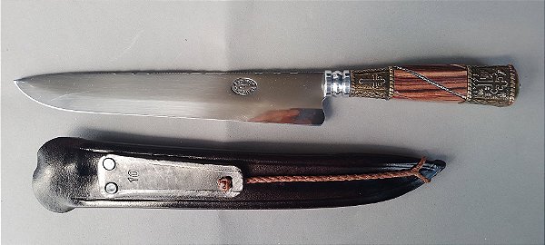 FACA INOX 10" CASCAVEL BAINHA COURO COM TENTO