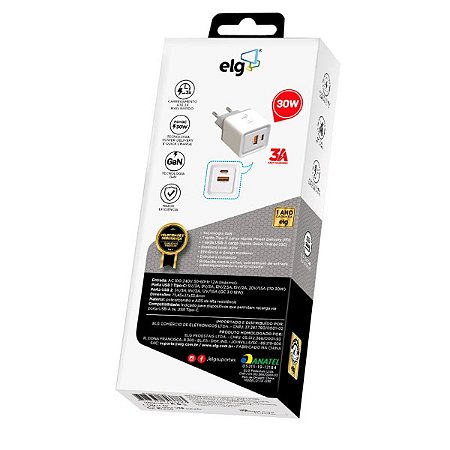 Carregador Universal ELG 3 Saídas USB Branco | W35GAN