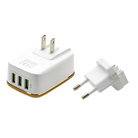 Carregador tomada Turbo 3USB