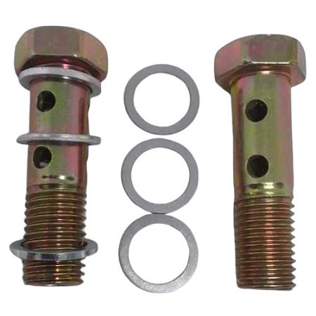Kit Parafuso Oco 16mm Duplo 6 Furos + Arruelas Alumínio C/2