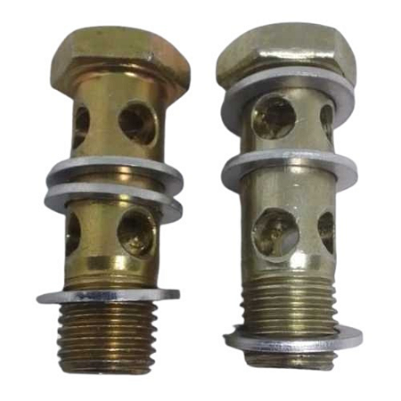 Kit Parafuso Oco 14mm Duplo 8 Furos + Arruelas Alumínio C/2