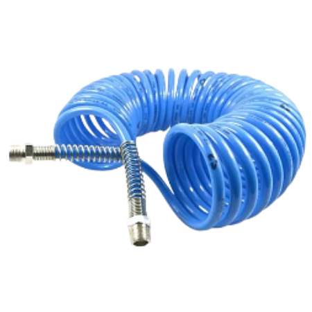ESPIRAL PU AZUL 8MM X 7 METROS TERMINAL 1/4 C/ MOLA
