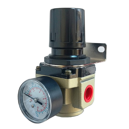 Regulador De Pressão Médio Rosca 1/2 BSP C/ Manômetro 10 Bar