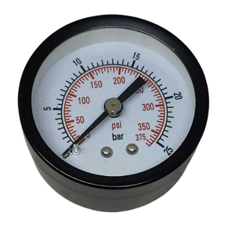 MANÔMETRO HORIZONTAL 50MM 25 BAR 350 PSI 1/4