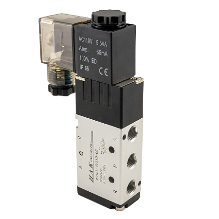 Válvula Solenóide Mola 5/2 Vias 1/8 220V