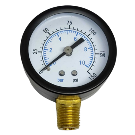 Manômetro Vertical 50mm 10 bar 150 psi 1/4
