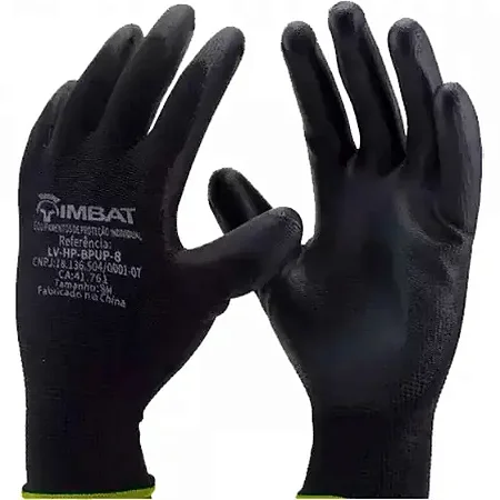 Luva De Poliester c/ Pu Preto Profissional GG 10"