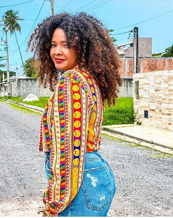 CROPPED BOTÃO-  COLEÇÃO - SORRISO-AMARELO