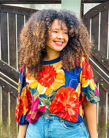 BLUSA GOLA-  COLEÇÃO - TROPICAL VIBRANTE- MARROM
