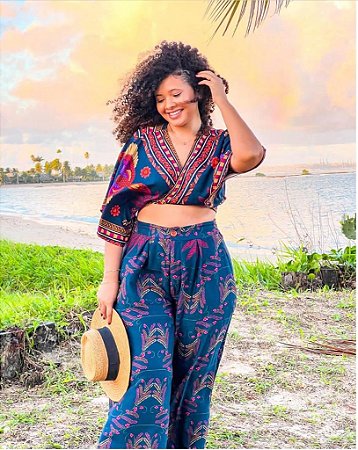 CALÇA PANTALONA-  COLEÇÃO - TROPICAL VIBRANTE- COLORIDO