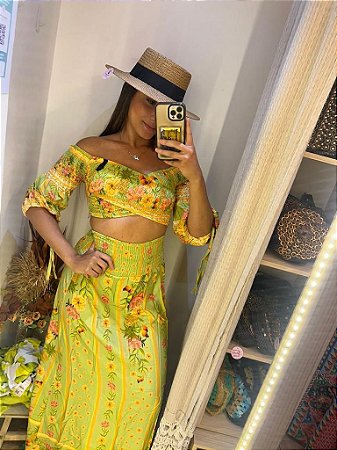 CONJUNTO SAIA -  COLEÇÃO - AURA SERENA- VERDE LIMA