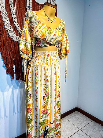 CONJUNTO SAIA -  COLEÇÃO - AURA SERENA- AMARELO