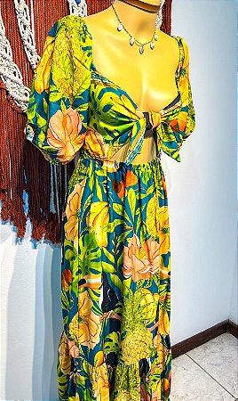 VESTIDO LAÇO -  COLEÇÃO - AURA SERENA- VERDE