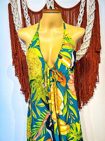 VESTIDO FENDA -  COLEÇÃO - AURA SERENA- VERDE