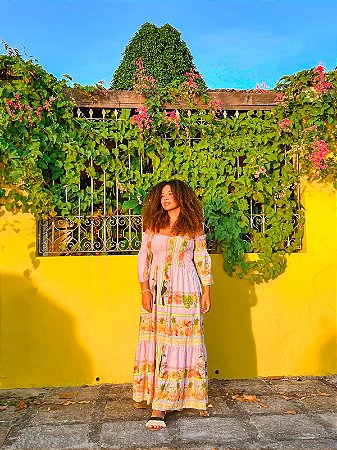 VESTIDO LASTEX CIGANA-  COLEÇÃO - AURA SERENA- LILÁS