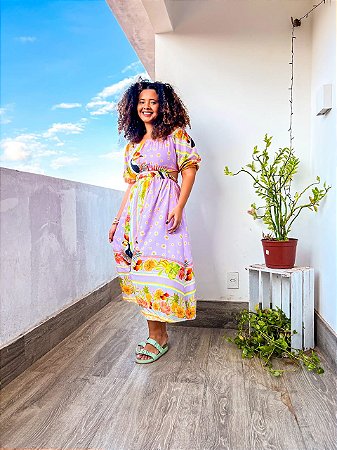 VESTIDO AMARRAR NAS COSTAS-  COLEÇÃO - AURA SERENA- LILÁS