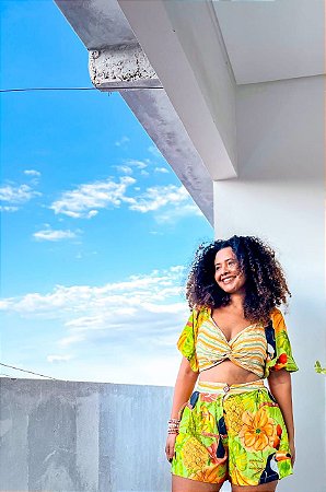 CONJUNTO SHORT -  COLEÇÃO - AURA SERENA- VERDE LIMA
