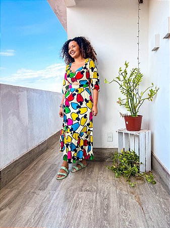 VESTIDO GRAMPEADO - CAJU - COLORIDO