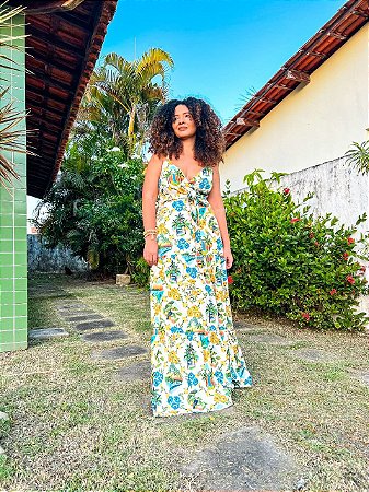 VESTIDO NATUREZA -VERÃO-ESTAMPADO-CREPE DE SEDA