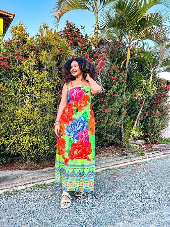 VESTIDO CATARINA - ALTO VERÃO-VERDE- VISCOSE PRÉ LAVADO