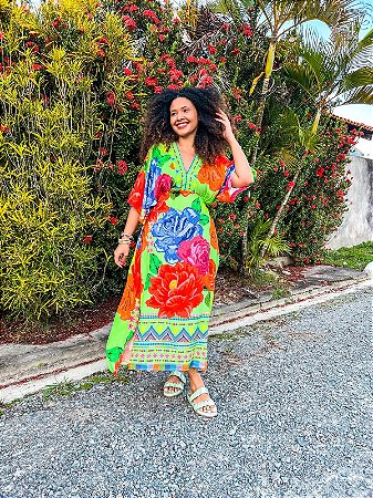 VESTIDO EMÍLIA - ALTO VERÃO-VERDE- VISCOSE PRÉ LAVADO