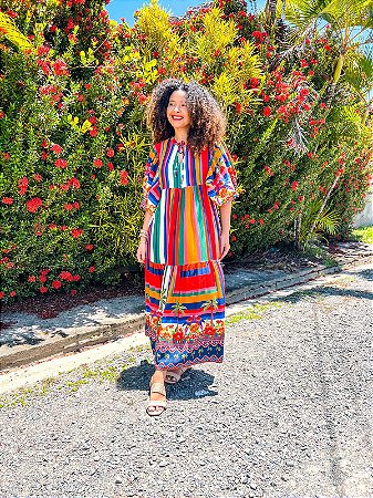 VESTIDO LORENA - ALTO VERÃO -ESTAMPADO - VISCOSE PRÉ LAVADO