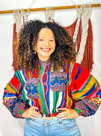 BLUSA BOTÕES - ALTO VERÃO -ESTAMPADO - VISCOSE PRÉ LAVADO