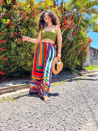 CALÇA PANTALONA - ALTO VERÃO -ALTO VERÃO - VISCOSE PRÉ LAVADO