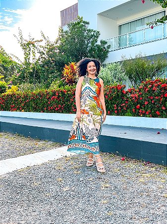 VESTIDO ANNA - ALTO VERÃO - LARANJA -VISCOSE PRÉ LAVADO