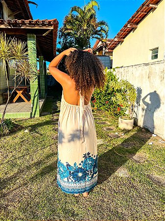 VESTIDO ANGELITA - ALTO VERÃO - AZUL-VISCOSE PRÉ LAVADO