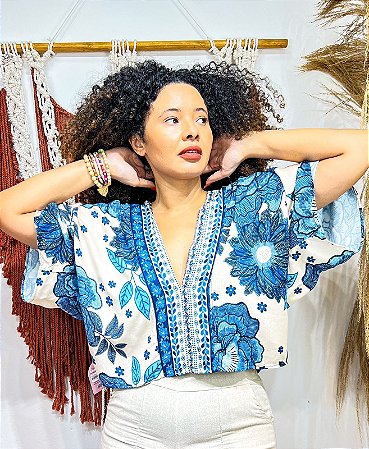 BLUSA ANGELITA - ALTO VERÃO - AZUL -VISCOSE PRÉ LAVADO