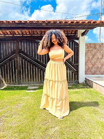 CONJUNTO BARREIRINHAS -VERÃO  -CRU-CREPE DE LINHO